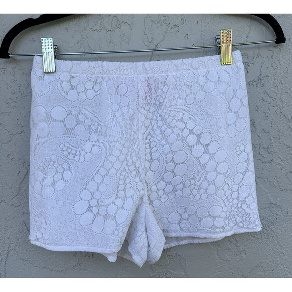 Lilly Pulitzer Girls White Embroidered Elastic Waist Shorts  SZ 10 - Picture 1 of 6